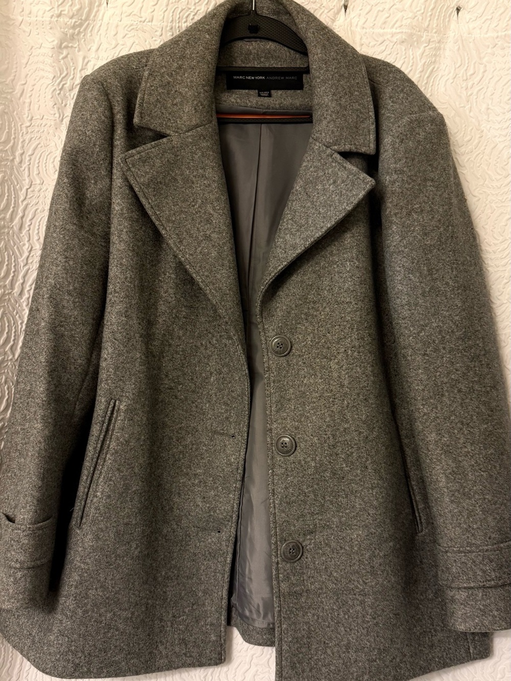 Charcoal Gray Women's Wool Peacoat - Classic Notch Collar
